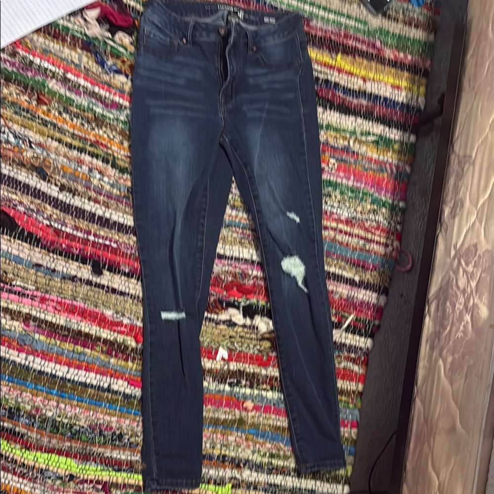 Rewash Dark Blue Distressed Skinny Jeans